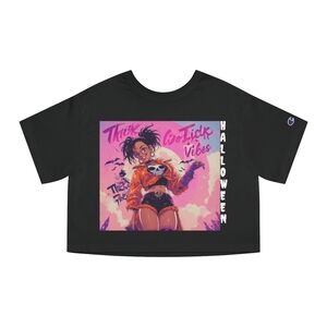 Halloween Vibes Cropped T-Shirt, Trendy Women's Tee, Cute Halloween Fashion